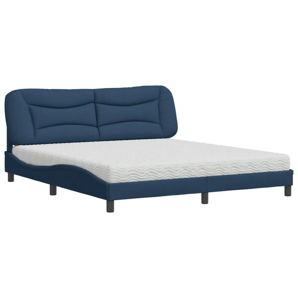 vidaXL Cama con colch&oacute;n Hvar de tela azul 180x200 cm