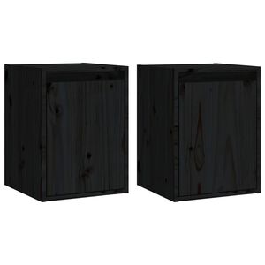 vidaXL Armario de pared 2 uds madera maciza de pino negro 30x30x40 cm