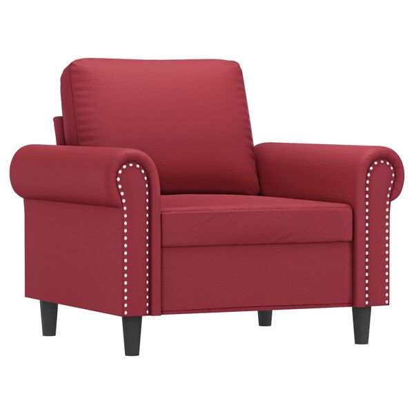 vidaXL Sill&oacute;n con taburete cuero sint&eacute;tico rojo tinto 60 cm