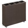 vidaXL Arriate con 4 macetas de rat&aacute;n sint&eacute;tico marr&oacute;n 80x22x79 cm