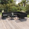 vidaXL Set muebles de jard&iacute;n 11 pzas y cojines rat&aacute;n sint&eacute;tico negro