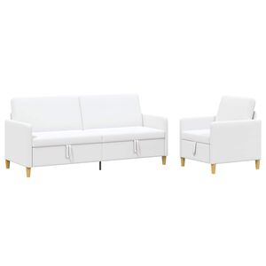 vidaXL Juego de Sof&aacute;s con Almacenamiento 2 uds. Blanco Poli&eacute;ster
