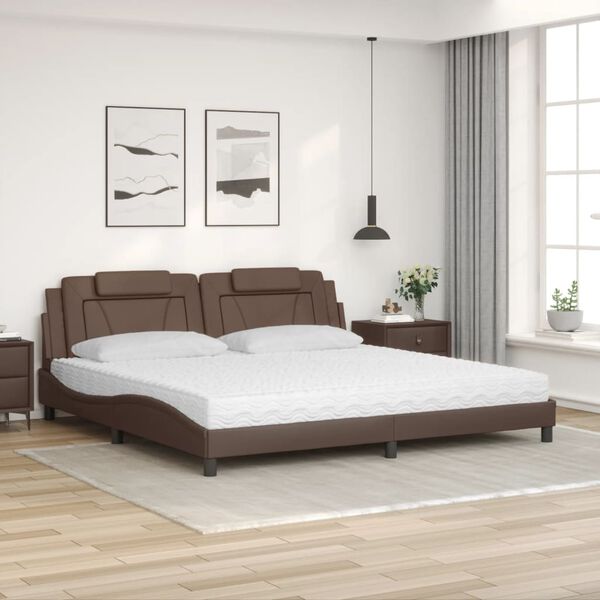 vidaXL Cama Viana con colch&oacute;n cuero sint&eacute;tico marr&oacute;n 200x200 cm