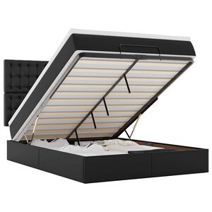 vidaXL Estructura cama otomana colch&oacute;n cuero sint&eacute;tico negro 140x190cm