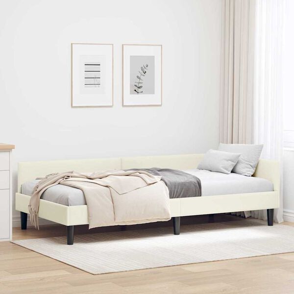 vidaXL Estructura de cama en esquina Crema 80 cm x 200 cm Terciopelo