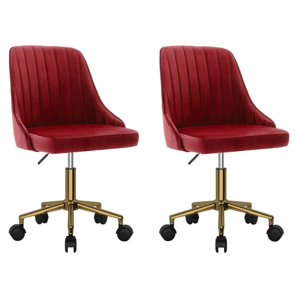 vidaXL Sillas de comedor giratorias 2 uds terciopelo rojo vino tinto