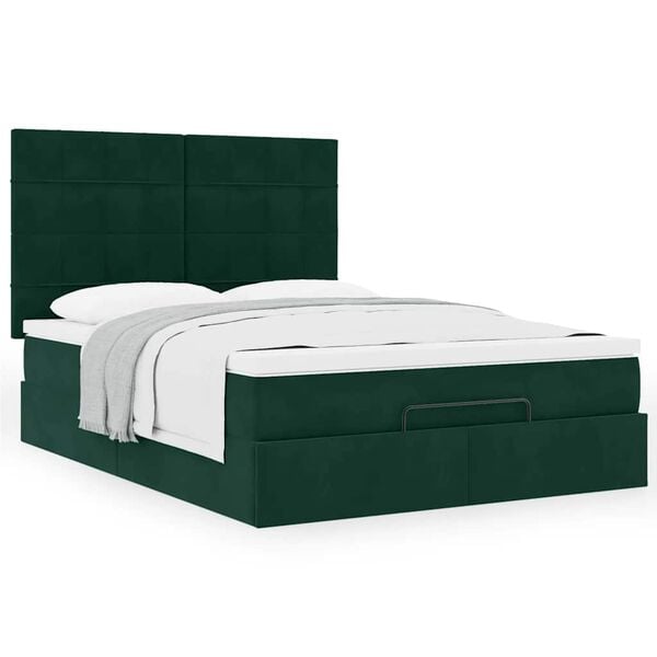 vidaXL Estructura cama otomana colchones terciopelo verde oscuro