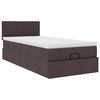 vidaXL Cama otomana con colch&oacute;n marr&oacute;n oscuro 90x200 cm tela