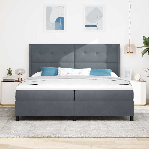 vidaXL Cama tipo Box Spring Gris oscuro 200 x 200 cm Terciopelo
