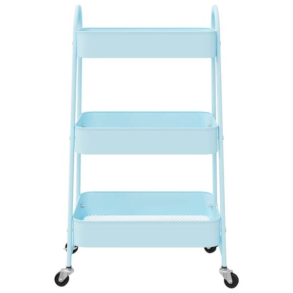 vidaXL Carrito de almacenaje 3 niveles acero azul 42x41,5x77 cm