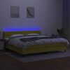 vidaXL Cama box spring colch&oacute;n y luces LED tela verde 200x200 cm