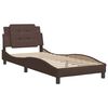 vidaXL Estructura de cama sin colch&oacute;n Zadar cuero sint&eacute;tico marr&oacute;n 90x190 cm