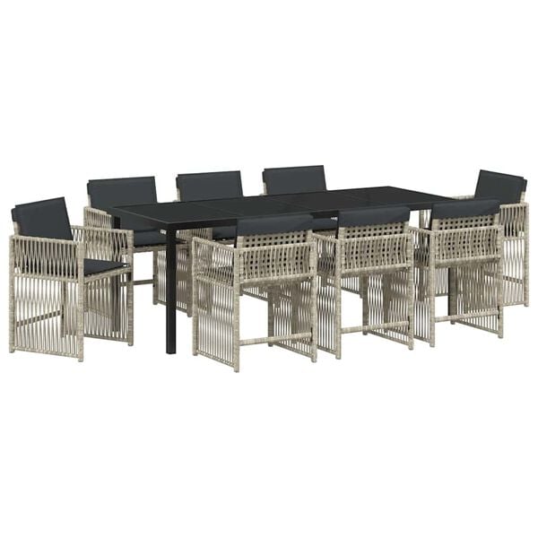 vidaXL Conjunto de Comedor de Jard&iacute;n 9 pcs Gris Claro