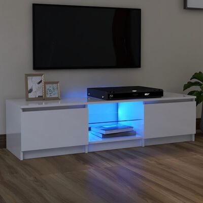vidaXL Mueble de TV con luces LED blanco brillante 140x40x35,5 cm