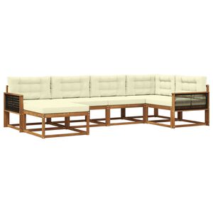 vidaXL Conjunto de sof&aacute;s de exterior con coj&iacute;n 6 pcs Natural y Crema