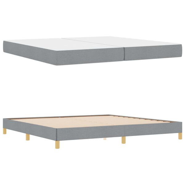 vidaXL Cama tipo Box Spring con colch&oacute;n Gris Claro 200 x 200 cm tela