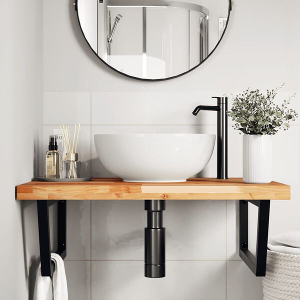 vidaXL Estante de lavabo de pared acero y madera maciza de acacia