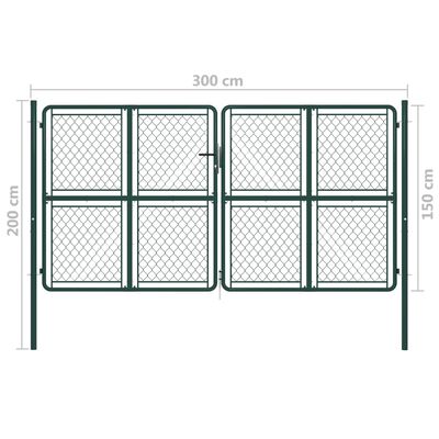 vidaXL Puerta de jardín de acero verde 300x150 cm