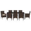 vidaXL Conjunto de Comedor de Jard&iacute;n 9 pcs Marr&oacute;n rat&aacute;n sint&eacute;tico