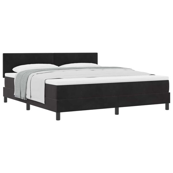 vidaXL Cama tipo Box Spring con colch&oacute;n Negro 180 x 200 cm Terciopelo