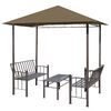 vidaXL Quiosco de jard&iacute;n mesa y bancos gris taupe 180g/m&sup2; 2,5x1,5x2,4m