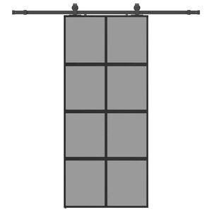 vidaXL Puerta corredera con herrajes negro 90x205 cm vidrio templado