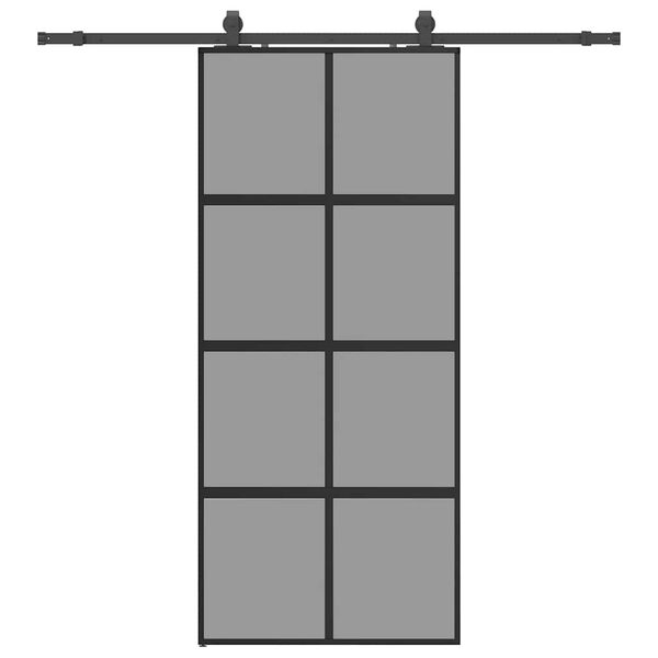 vidaXL Puerta corredera con herrajes negro 90x205 cm vidrio templado