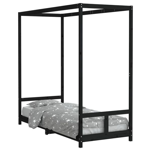 vidaXL Estructura de cama para ni&ntilde;os madera de pino negro 80x200 cm