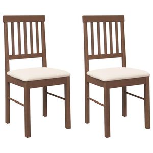 vidaXL Sillas de comedor con cojines 2 uds madera maciza marrón caucho