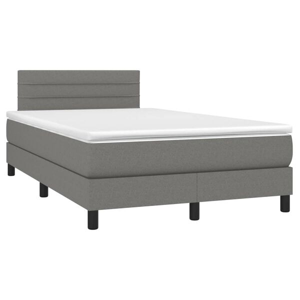 vidaXL Cama box spring con colch&oacute;n tela gris oscuro 120x200 cm