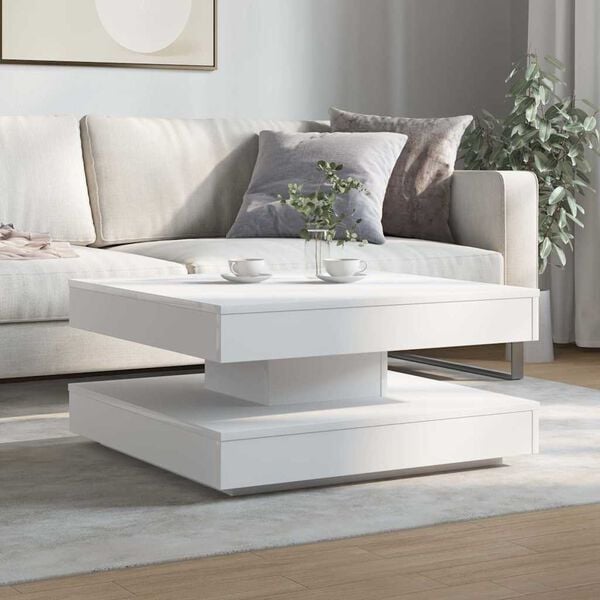 vidaXL Mesa de centro giratoria 360 grados blanco 70x70x34,5 cm