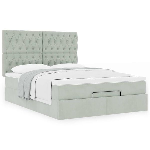 vidaXL Estructura cama otomana colchones gris claro 140x190cm