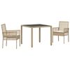 vidaXL Conjunto de Comedor de Jard&iacute;n 3 uds. Beige rat&aacute;n sint&eacute;tico