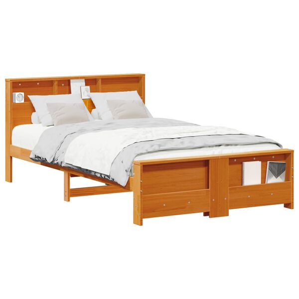 vidaXL Estructura de cama con cabecera Marr&oacute;n cera 120 x 190 cm