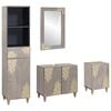 vidaXL Juego de Muebles de Ba&ntilde;o 4 uds. Gris Madera de mango maciza