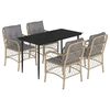 vidaXL Set comedor de jard&iacute;n 5 pzas con cojines rat&aacute;n sint&eacute;tico beige