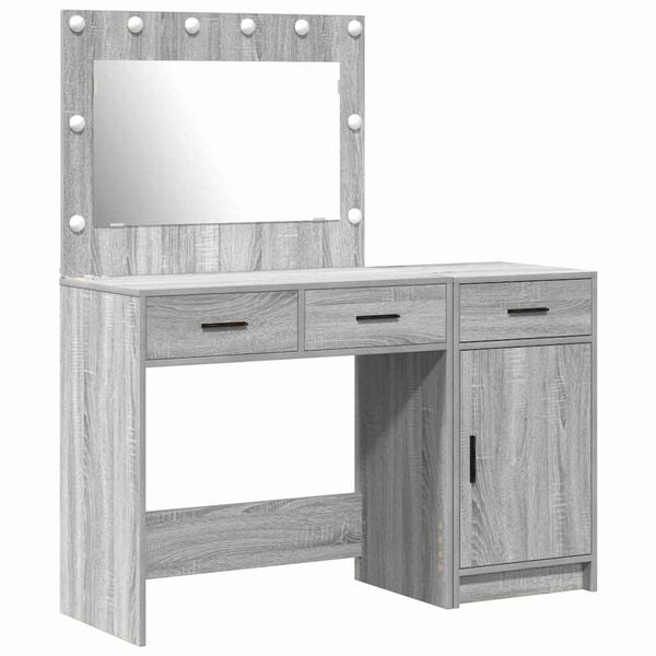 vidaXL Mesa de tocador 2 pcs Gris 40 x 41 x 75 cm Madera contrachapada