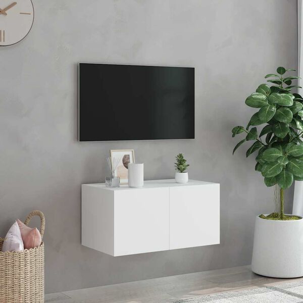 vidaXL Mueble de TV de pared con luces LED blanco 60x35x31 cm