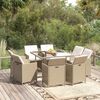 vidaXL Set comedor de jard&iacute;n 9 pzas con cojines rat&aacute;n sint&eacute;tico beige