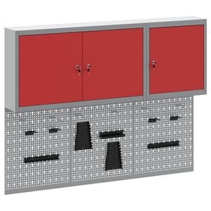 vidaXL Juego de Armarios de Herramientas con estante 5 uds. Rojo