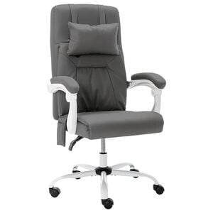 vidaXL Silla de oficina de masaje cuero sint&eacute;tico gris