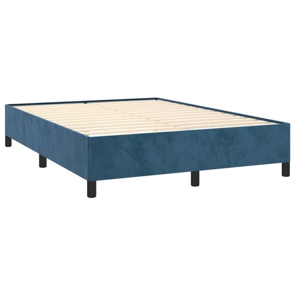 vidaXL Cama box spring con colch&oacute;n terciopelo azul oscuro 140x190 cm