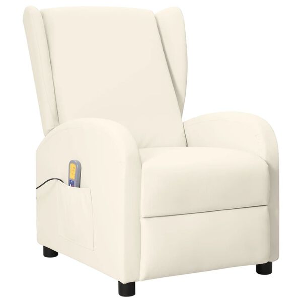 vidaXL Sill&oacute;n orejero de masaje de cuero sint&eacute;tico crema