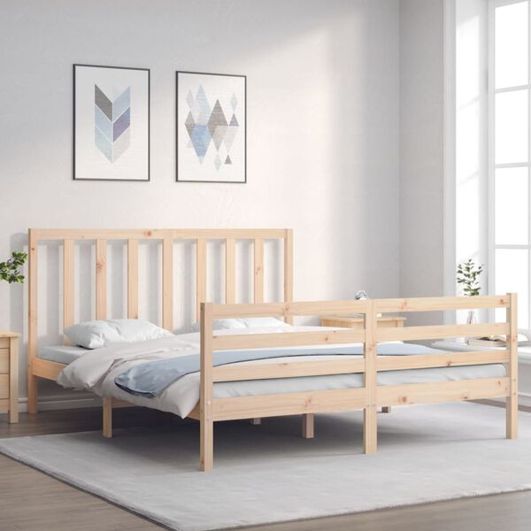 vidaXL Estructura de cama sin colch&oacute;n madera maciza de pino 160x200 cm
