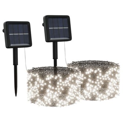 vidaXL Tiras de luces solares LED 2 uds blanco frío interior/exterior