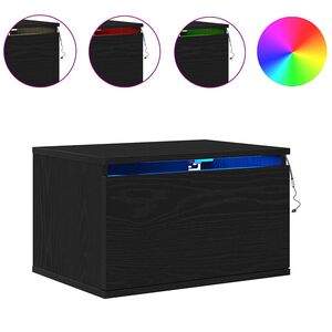 vidaXL Mesita de noche de pared con caj&oacute;n Roble Negro 50 x 36 x 30 cm