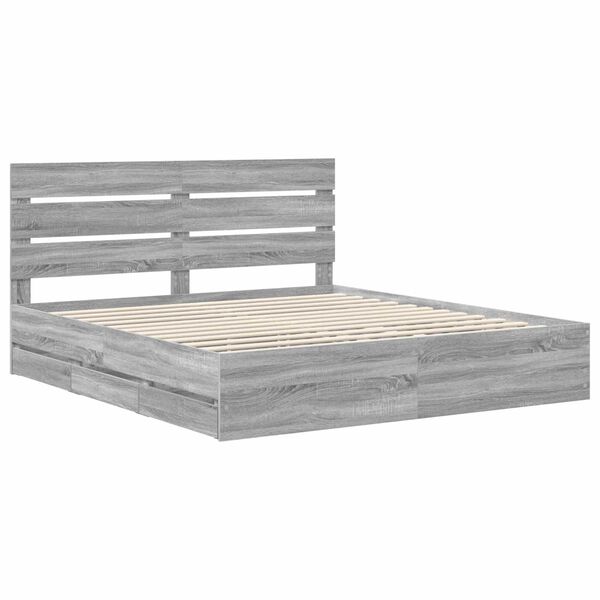 vidaXL Estructura de cama Gris Sonoma 200 x 200 cm Madera Ingenieril