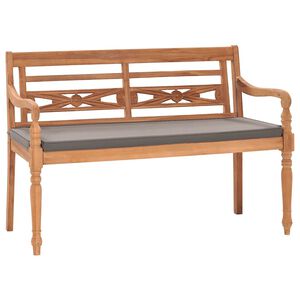 vidaXL Banco Batavia madera maciza de teca con coj&iacute;n gris oscuro 120cm
