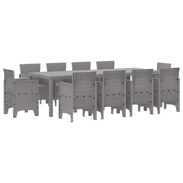 vidaXL Conjunto de Comedor de Jardín 11 pcs Gris Claro Ratan Polt