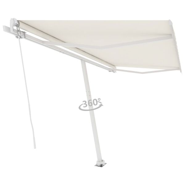 vidaXL Toldo de pie retráctil manual crema 450x350 cm